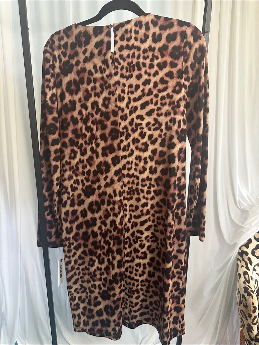 DKNY Leopard Print Long Sleeve Womens Dress in Brown and Black - Picture 5 of 8